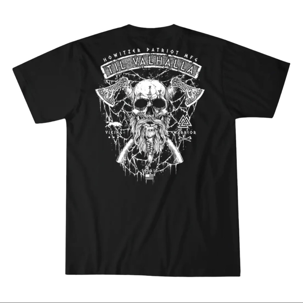 Howitzer Style Men's T-Shirt VALHALLA WARRIOR Military Grunt MFG Black S-4XL - Picture 3 of 13